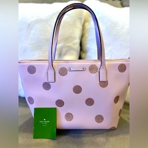 KATE SPADE Pink Glitter Polka Dot Small Tote
